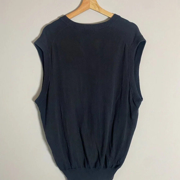 Slazenger Men's Large Outdoors Golf V-Neck Cotton Sweater Vest Pullover in Black - Picture 11 of 16
